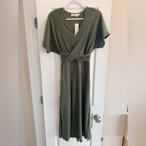 All in Favor Sage Green Midi Dress NWT